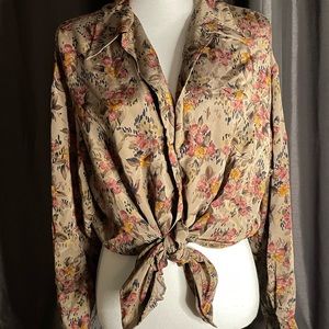 VTG Kasper & Company Floral Print Button Down Blouse